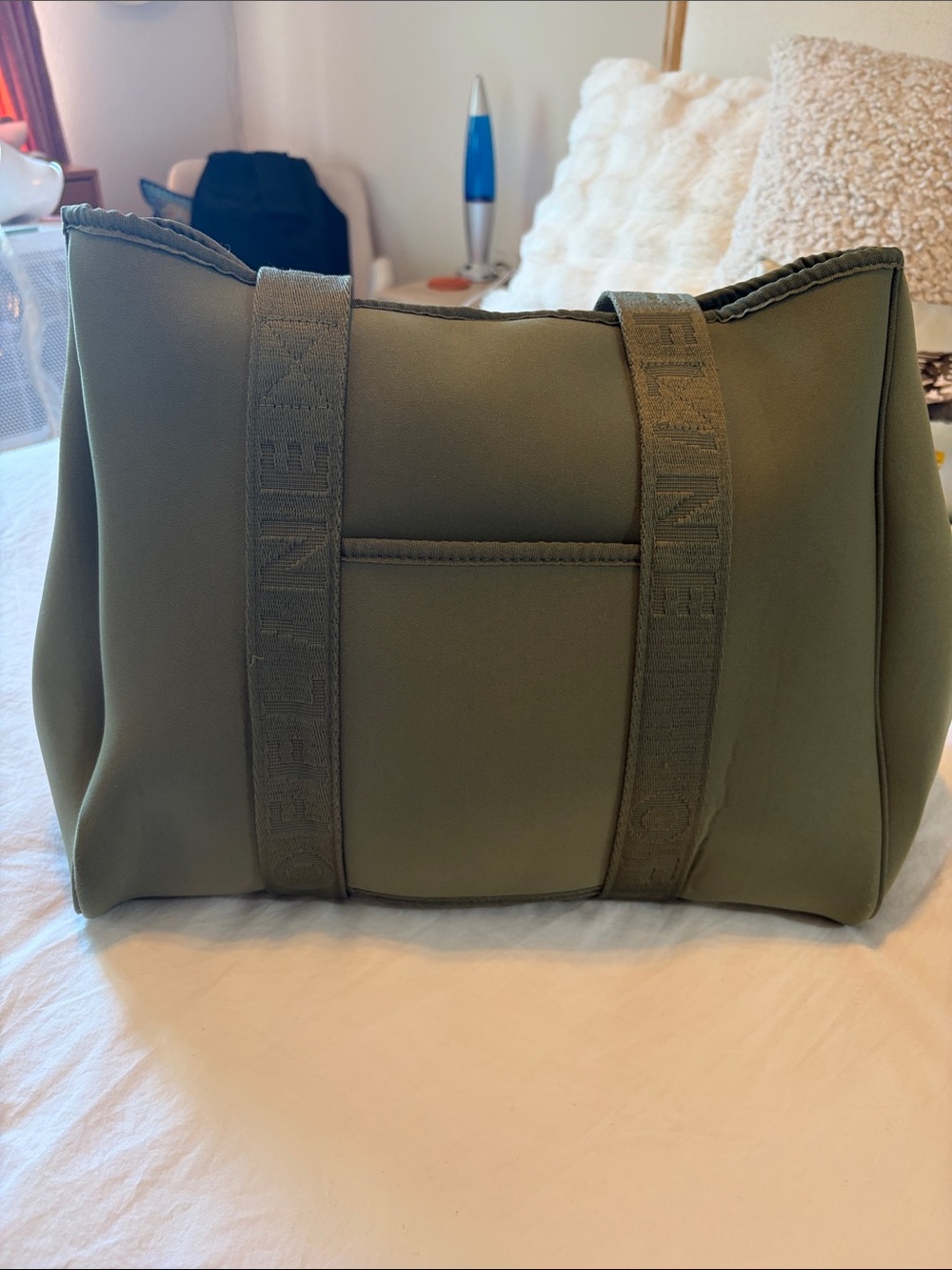 aerie Olive Green Neoprene Duffel Tote